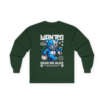 Wanted Bear Long Sleeve Tee | Cute Cartoon Graphic | Perfect for Gifting | Trendy Streetwear | Casual Wear | Fun Gift
