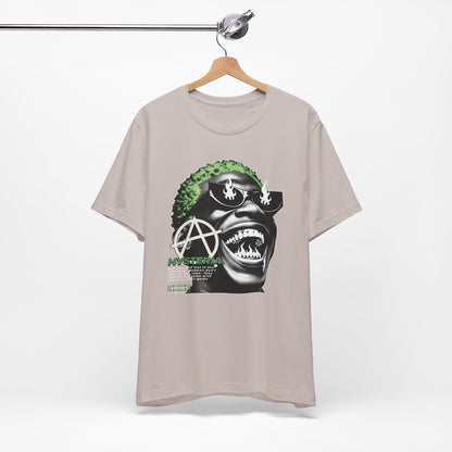 Bold Graphic Tee, Edgy Streetwear Shirt, Urban Casual Wear, Unisex Fashion Top, Gift for Music Lovers, Distinctive Artwork Tee