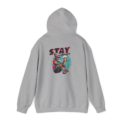 Stay Frosty Hooded Sweatshirt - Cozy Unisex Hoodie for Winter, Gift for Friends, Holiday Style, Casual Wear, Everyday Comfort