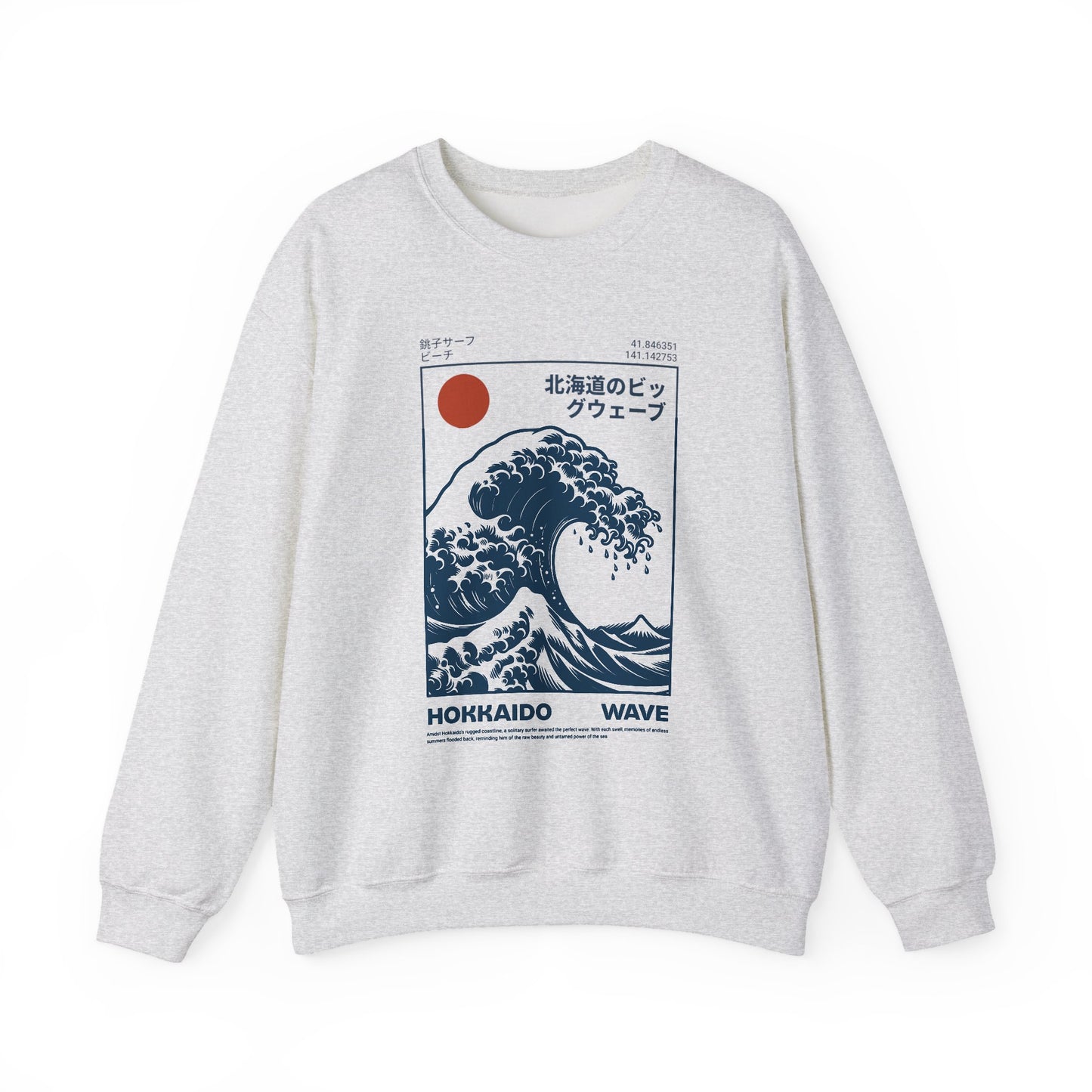 Japanese Wave Crewneck Sweatshirt, Cozy Sweatshirt, Unisex Apparel, Gift for Him/Her, Autumn/Winter Fashion