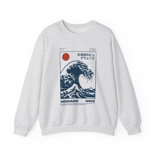 Japanese Wave Crewneck Sweatshirt, Cozy Sweatshirt, Unisex Apparel, Gift for Him/Her, Autumn/Winter Fashion