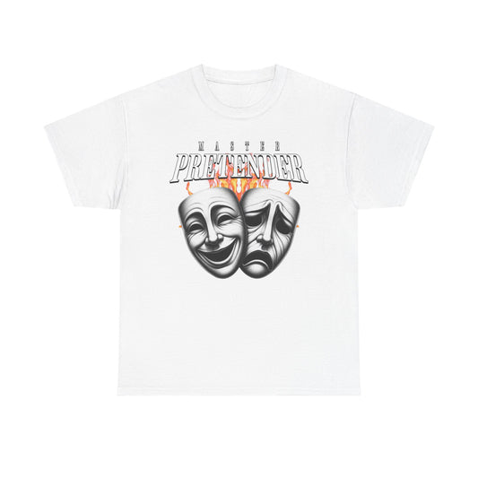 Theatrical Masks Unisex Heavy Cotton Tee, Perfect for Drama Lovers, Gift for Actors, Casual Wear, Theatre Fan Apparel