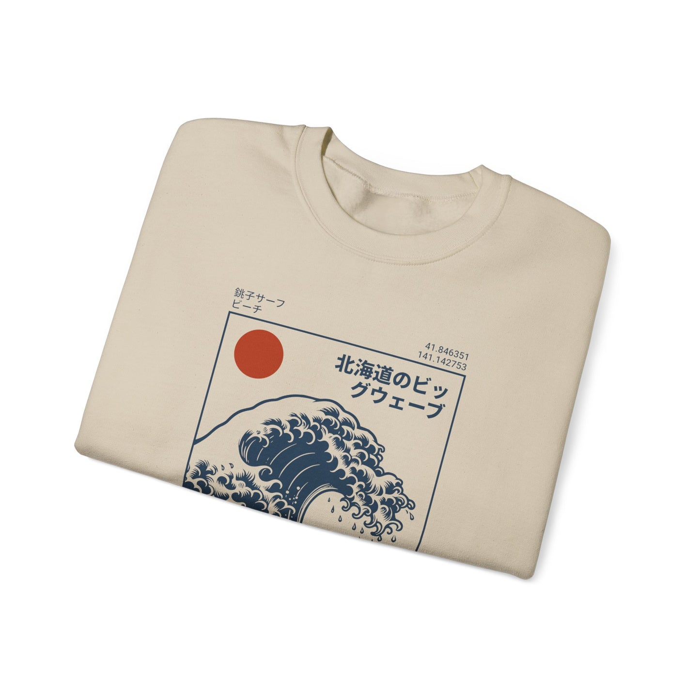 Japanese Wave Crewneck Sweatshirt, Cozy Sweatshirt, Unisex Apparel, Gift for Him/Her, Autumn/Winter Fashion