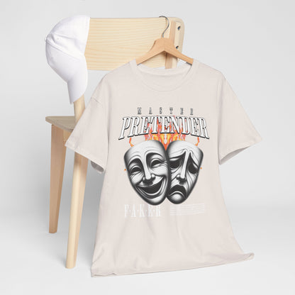 Theatrical Masks Unisex Heavy Cotton Tee, Perfect for Drama Lovers, Gift for Actors, Casual Wear, Theatre Fan Apparel