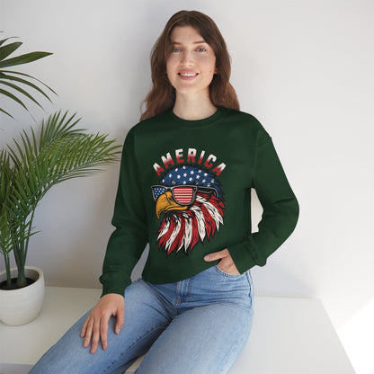 Patriotic Eagle Crewneck Sweatshirt, America Sweatshirt, Unisex Pullover, 4th of July Shirt, Eagle Graphic Sweatshirt