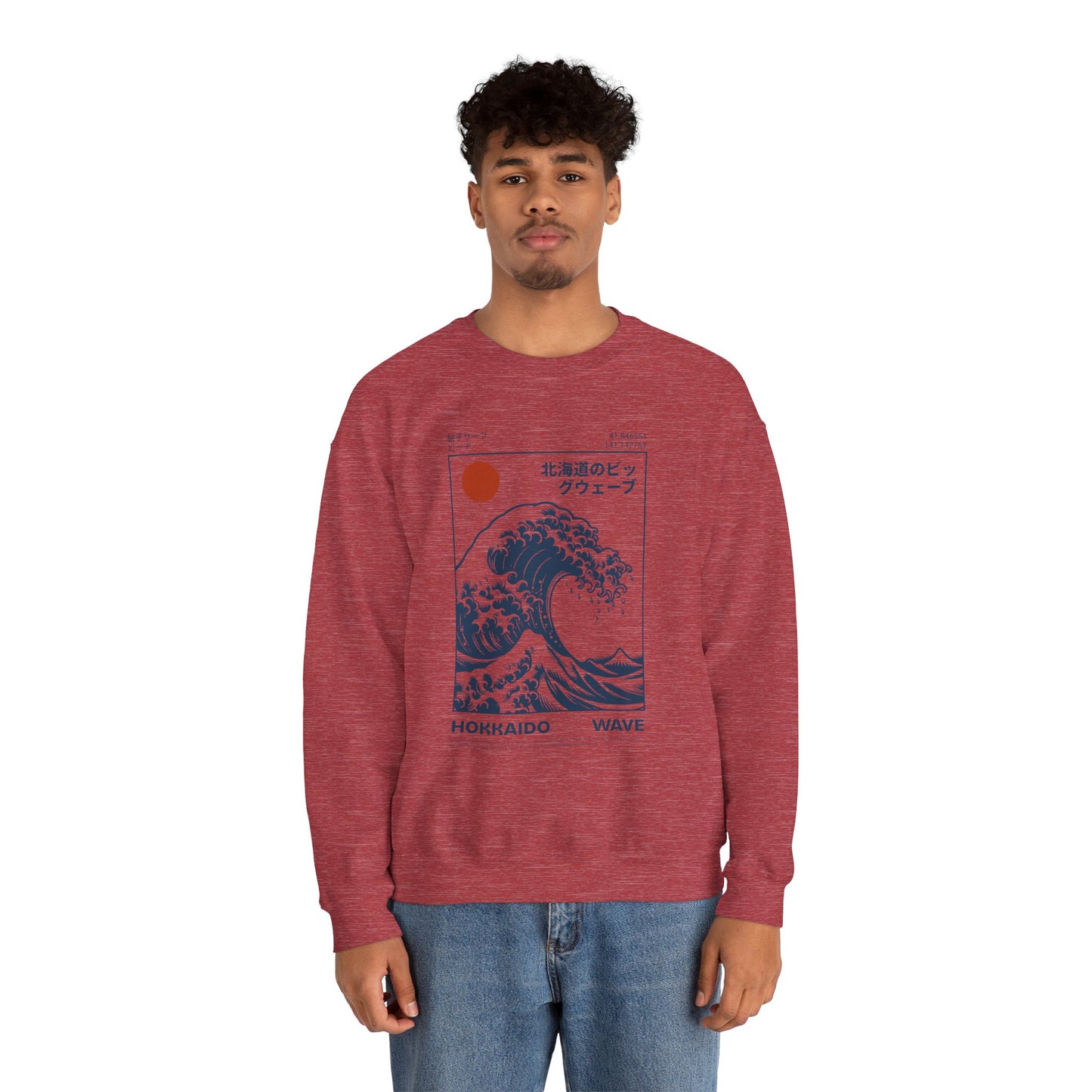 Japanese Wave Crewneck Sweatshirt, Cozy Sweatshirt, Unisex Apparel, Gift for Him/Her, Autumn/Winter Fashion