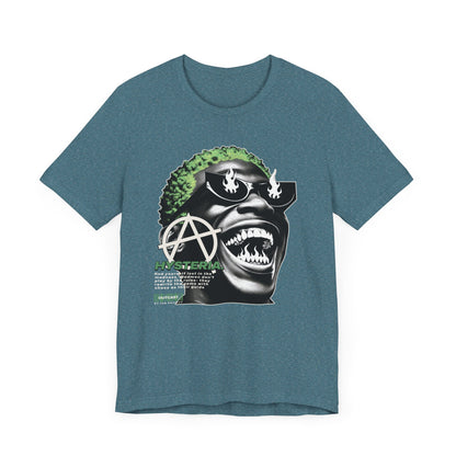 Bold Graphic Tee, Edgy Streetwear Shirt, Urban Casual Wear, Unisex Fashion Top, Gift for Music Lovers, Distinctive Artwork Tee