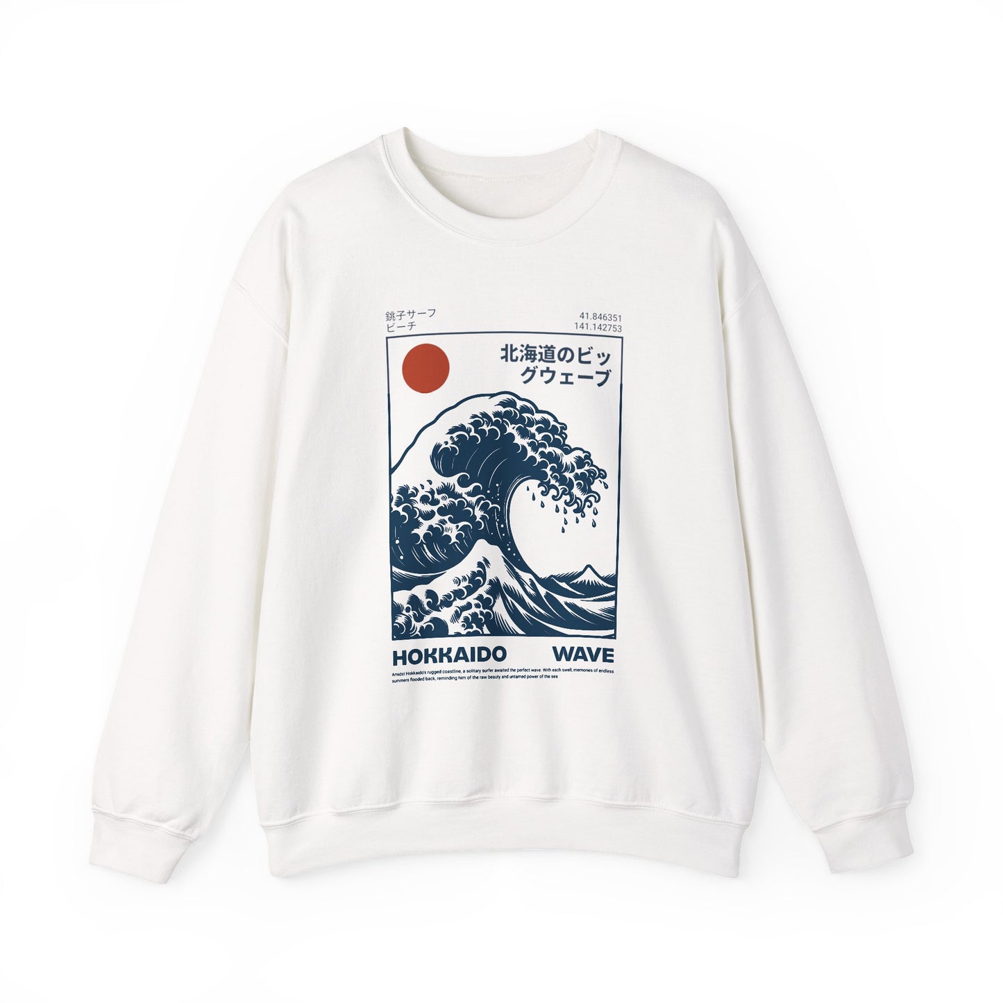 Japanese Wave Crewneck Sweatshirt, Cozy Sweatshirt, Unisex Apparel, Gift for Him/Her, Autumn/Winter Fashion
