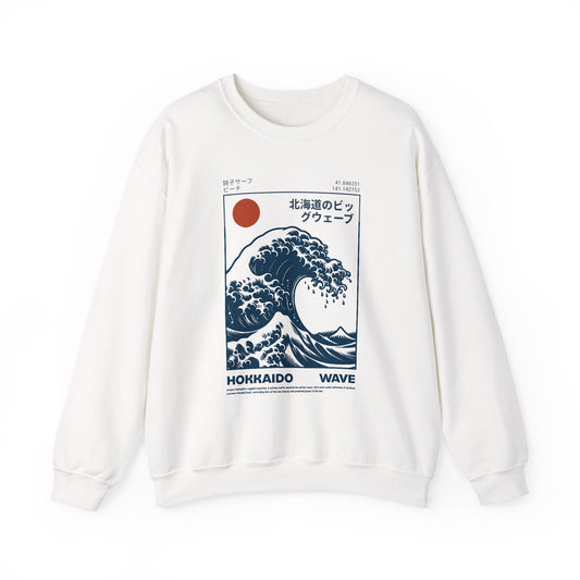 Japanese Wave Crewneck Sweatshirt, Cozy Sweatshirt, Unisex Apparel, Gift for Him/Her, Autumn/Winter Fashion