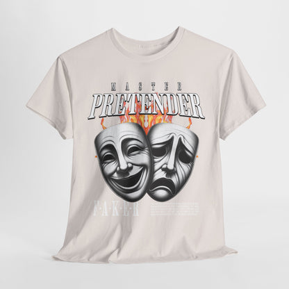 Theatrical Masks Unisex Heavy Cotton Tee, Perfect for Drama Lovers, Gift for Actors, Casual Wear, Theatre Fan Apparel