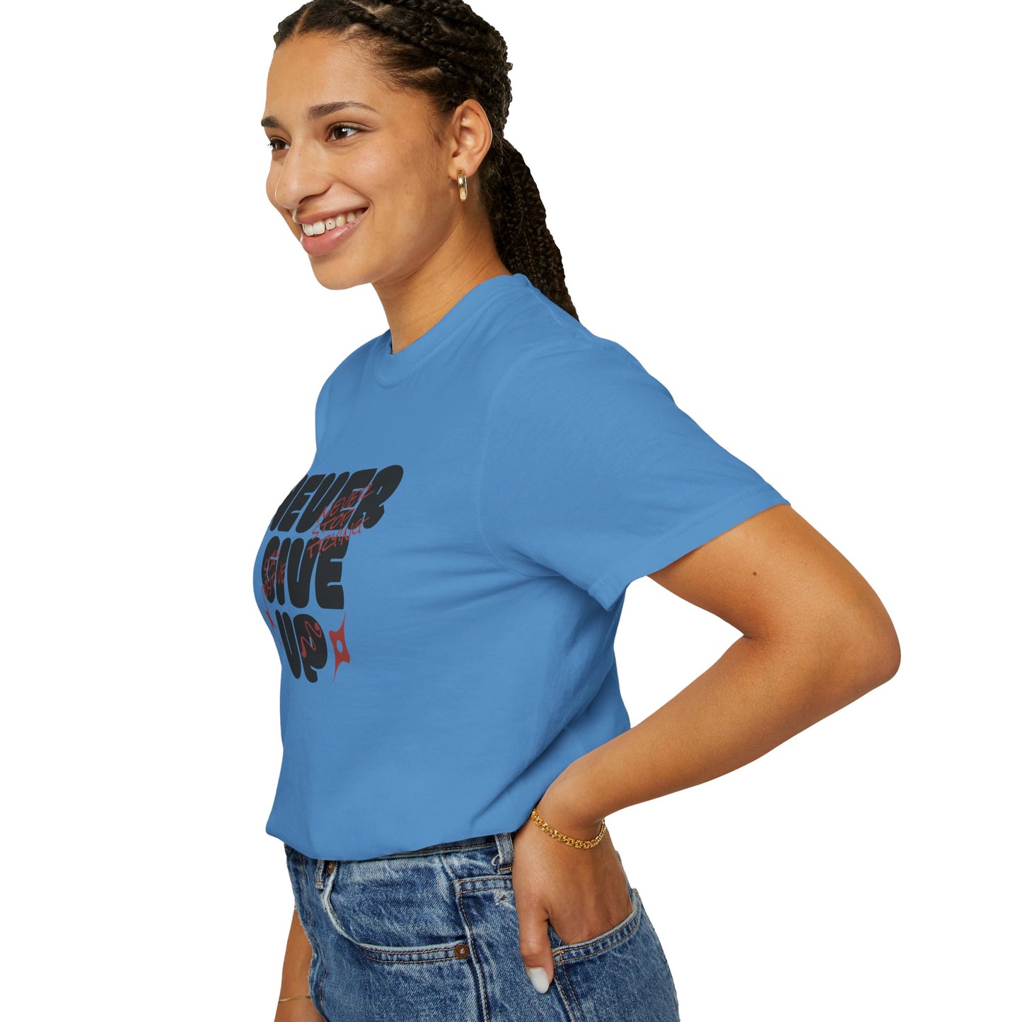 Unisex Motivational T-Shirt - Never Give Up, Inspirational Tee, Gift for Him/Her, Casual Wear, Fitness & Encouragement