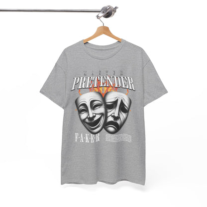 Theatrical Masks Unisex Heavy Cotton Tee, Perfect for Drama Lovers, Gift for Actors, Casual Wear, Theatre Fan Apparel