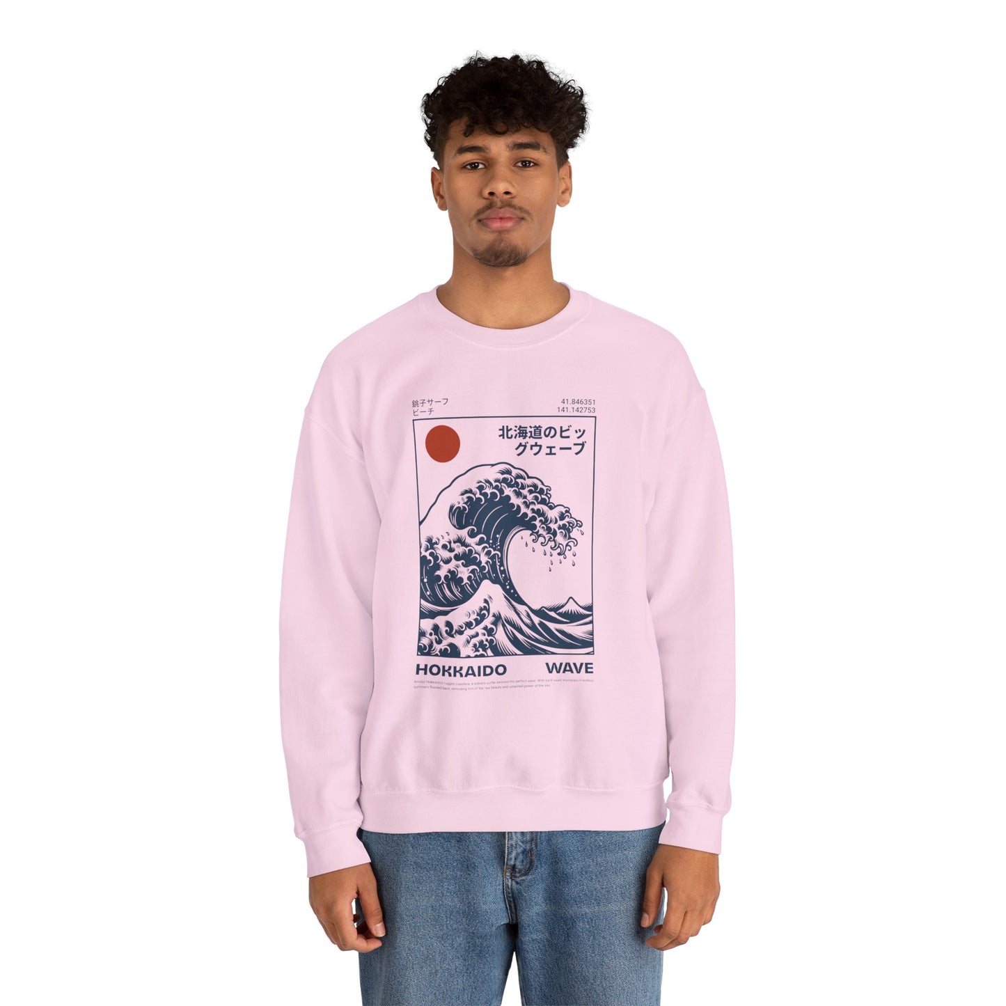 Japanese Wave Crewneck Sweatshirt, Cozy Sweatshirt, Unisex Apparel, Gift for Him/Her, Autumn/Winter Fashion