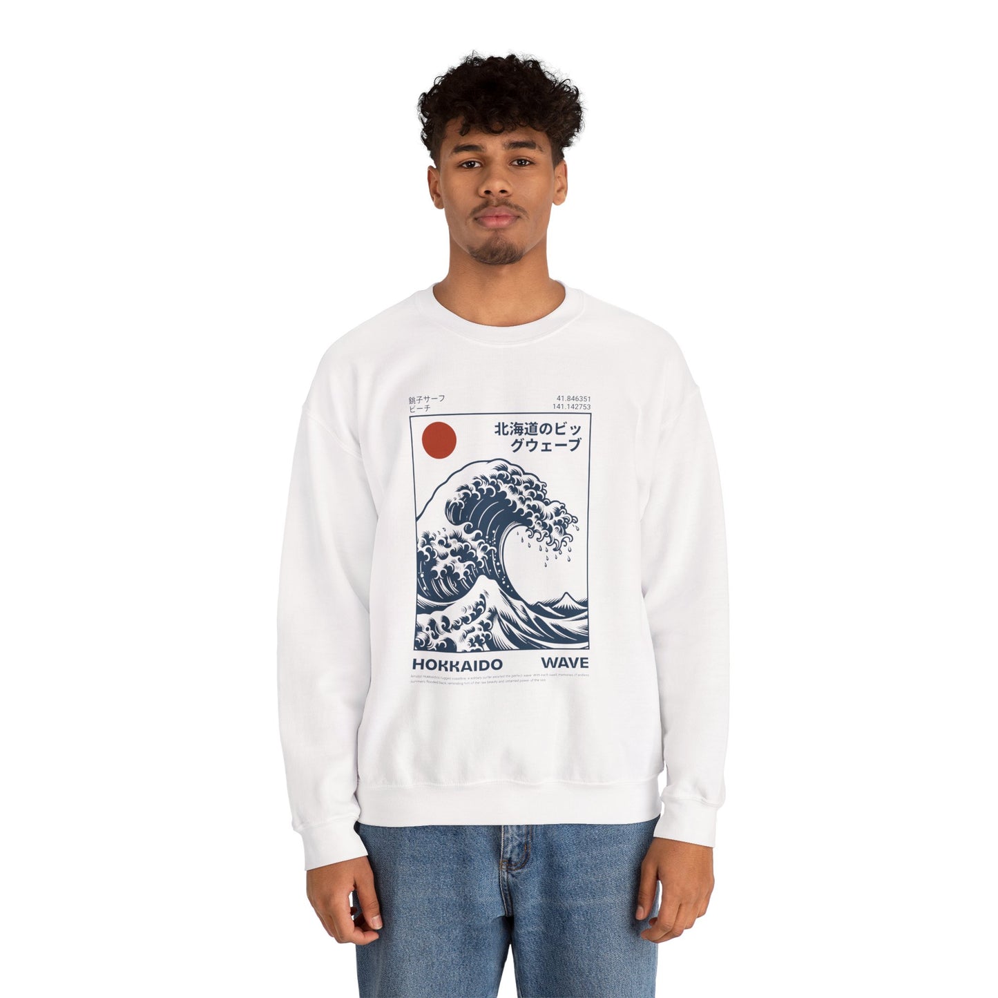 Japanese Wave Crewneck Sweatshirt, Cozy Sweatshirt, Unisex Apparel, Gift for Him/Her, Autumn/Winter Fashion
